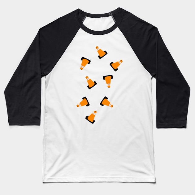 traffic cones on blue Baseball T-Shirt by B0red